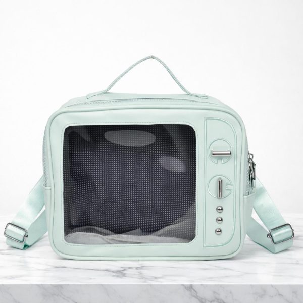 Kawaii Ita Crossbody Bag with Clear Window for Plushies and Pins — crossbody ita bag detail view
