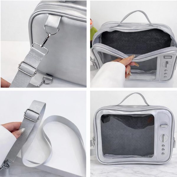 Kawaii Ita Crossbody Bag with Clear Window for Plushies and Pins — crossbody ita bag detail view