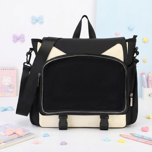 Kawaii Ita Crossbody Bag with Clear Window for Plushies and Pins — crossbody ita bag detail view