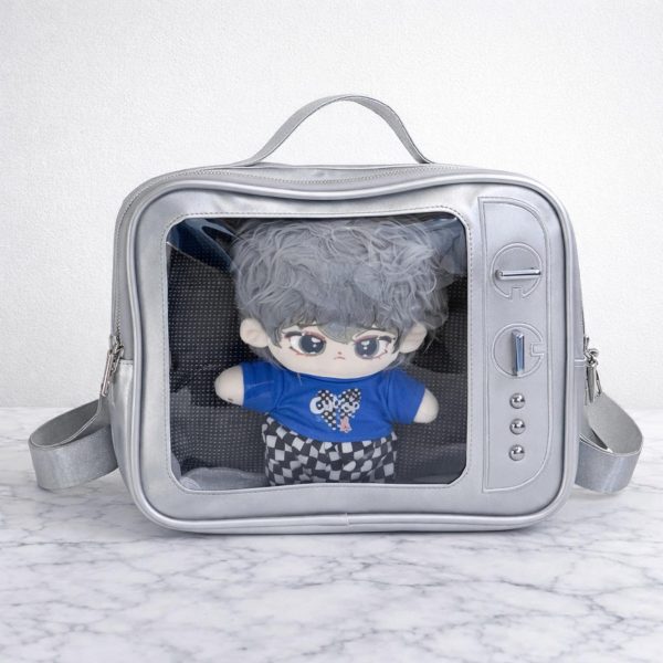 Kawaii Ita Crossbody Bag with Clear Window for Plushies and Pins — crossbody ita bag detail view