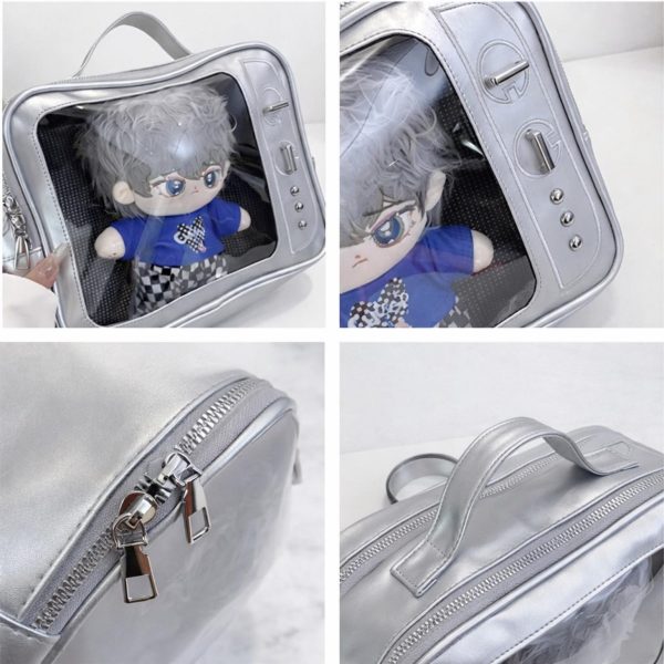 Kawaii Ita Crossbody Bag with Clear Window for Plushies and Pins — crossbody ita bag detail view