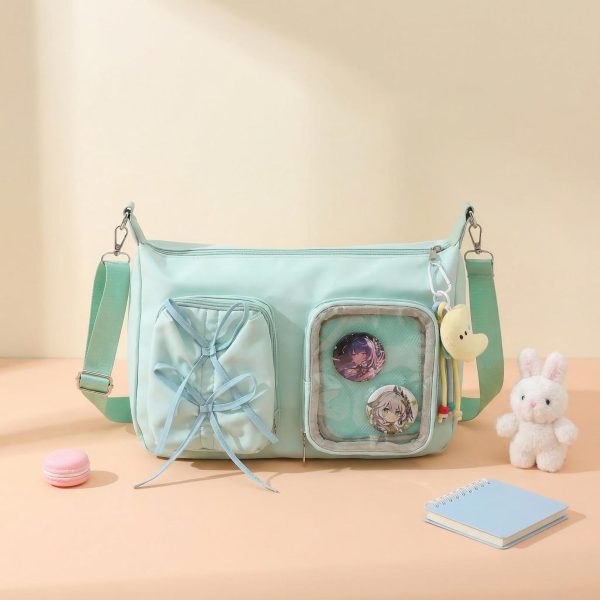 Kawaii Ita Shoulder Bag with Clear Window for Photocards and Pins — crossbody ita bag with clear display window