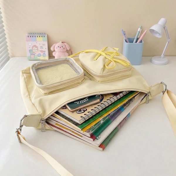 Kawaii Ita Shoulder Bag with Clear Window for Photocards and Pins — crossbody ita bag detail view