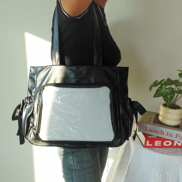 Kawaii Ita Shoulder Bag with Clear Window for Pin Display — crossbody ita bag detail view