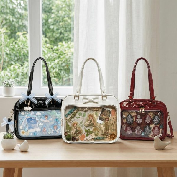 Kawaii Ita Shoulder Bag with Clear Window for Pin Display — crossbody ita bag with clear display window
