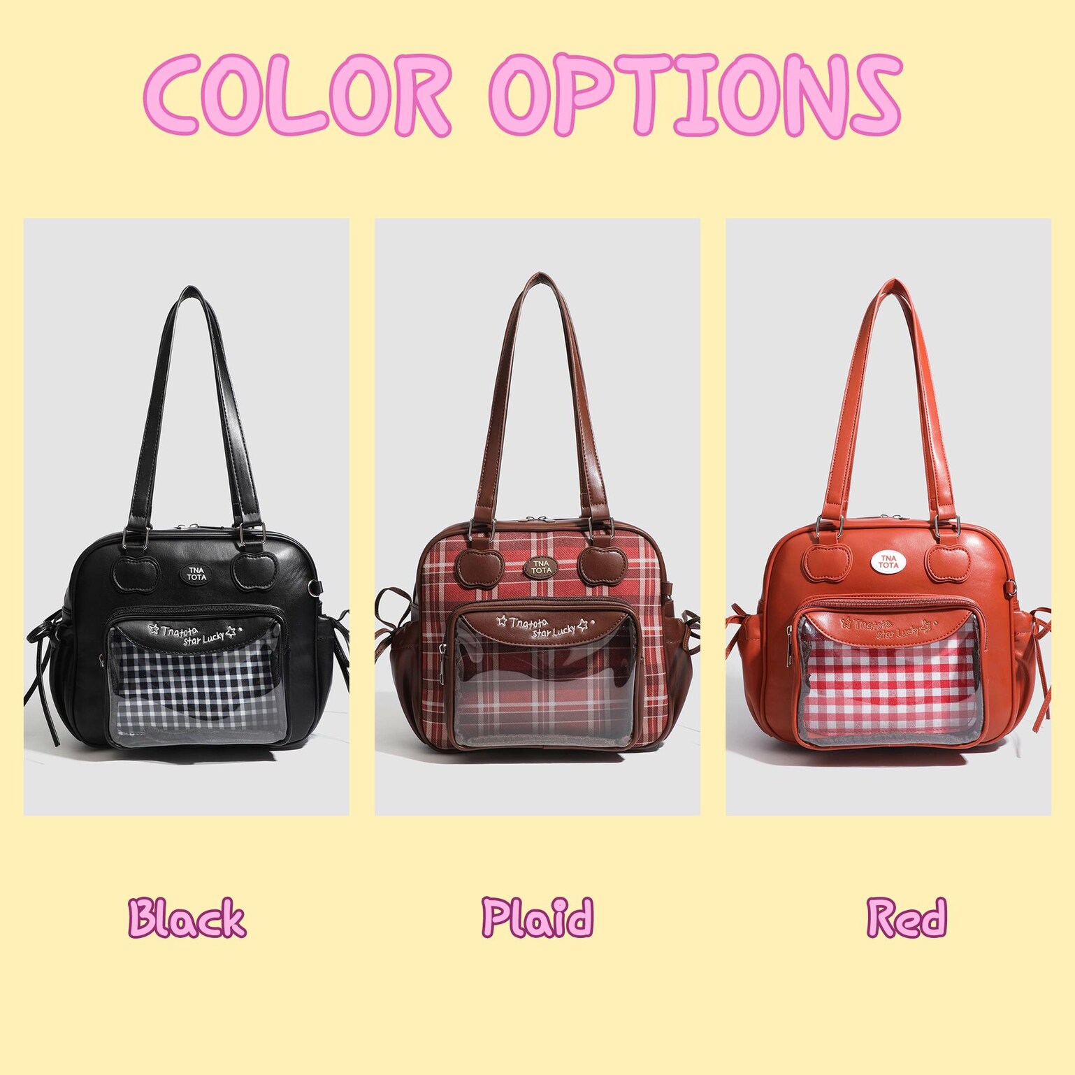 Kawaii Ita Shoulder Bag with Clear Window for Plushies and Pins Kawaii Ita Shoulder Bag with Clear Window for Plushies and Pins — crossbody ita bag detail view