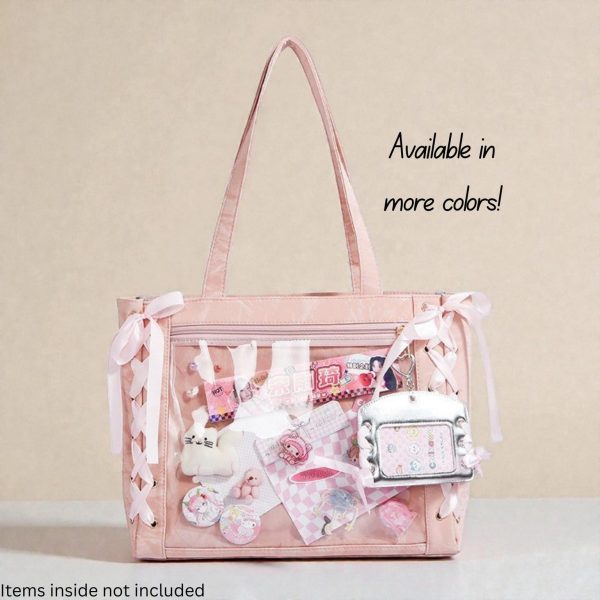 Kawaii Ita Shoulder Bag with Clear Window for Plushies and Pins — crossbody ita bag with clear display window