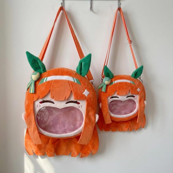 Kawaii Ita Shoulder Bag with Clear Window for Plushies and Pins — crossbody ita bag detail view