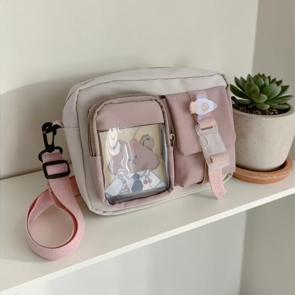 Kawaii Ita Shoulder Bag with Clear Window for Plushies and Pins — crossbody ita bag with clear display window
