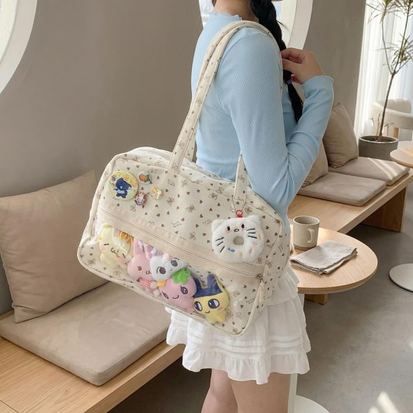 Kawaii Ita Shoulder Bag with Clear Window for Plushies and Pins — crossbody ita bag with clear display window