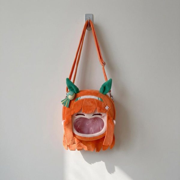 Kawaii Ita Shoulder Bag with Clear Window for Plushies and Pins — crossbody ita bag detail view