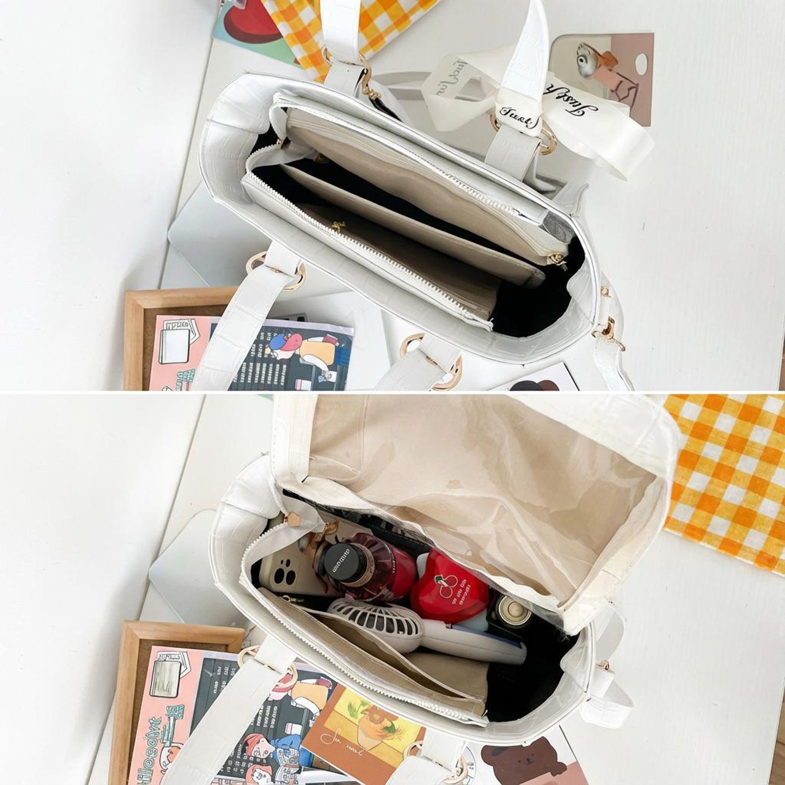 Kawaii Ita Tote Bag with Clear Window for Plushies and Pins Kawaii Ita Tote Bag with Clear Window for Plushies and Pins — ita tote bag detail view