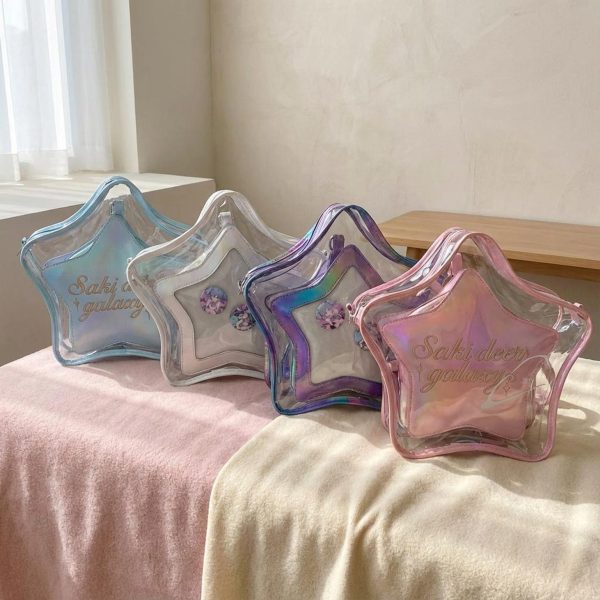 Kawaii Star Ita Crossbody Bag with Clear Window for Pin Display — crossbody ita bag detail view