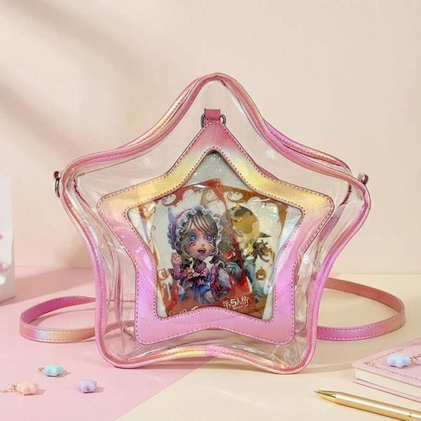 Kawaii Star Ita Crossbody Bag with Clear Window for Pin Display — crossbody ita bag with clear display window