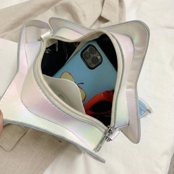 Kawaii Star Ita Crossbody Bag with Clear Window for Pin Display — crossbody ita bag detail view