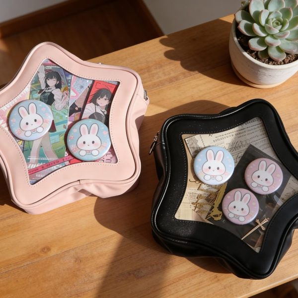 Kawaii Y2K Ita Crossbody Bag with Clear Window for Pin Display — crossbody ita bag with clear display window