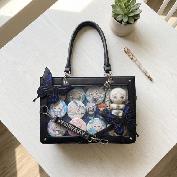 Kawaii Y2K Ita Crossbody Bag with Clear Window for Pin Display — crossbody ita bag with clear display window