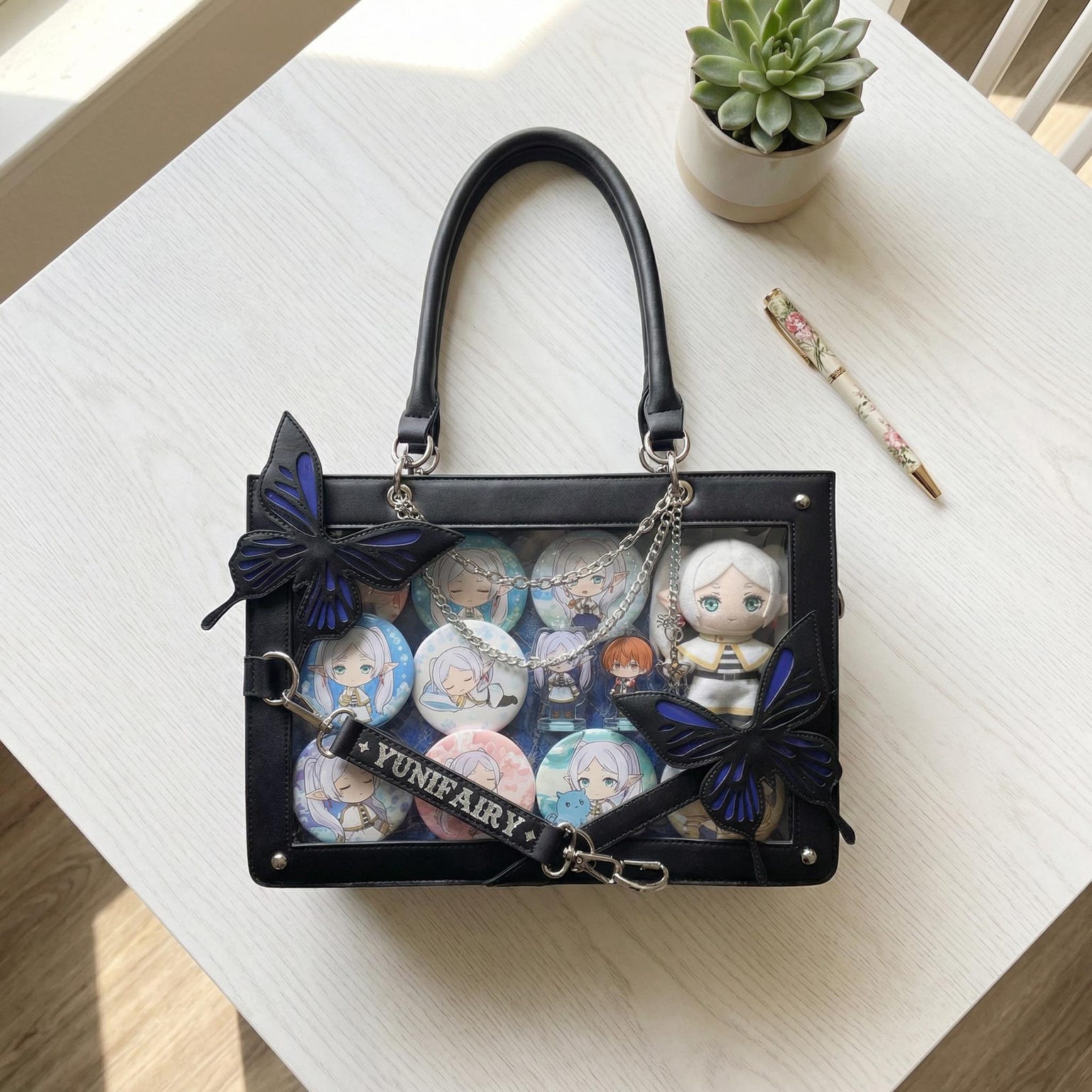 Kawaii Y2K Ita Crossbody Bag with Clear Window for Pin Display