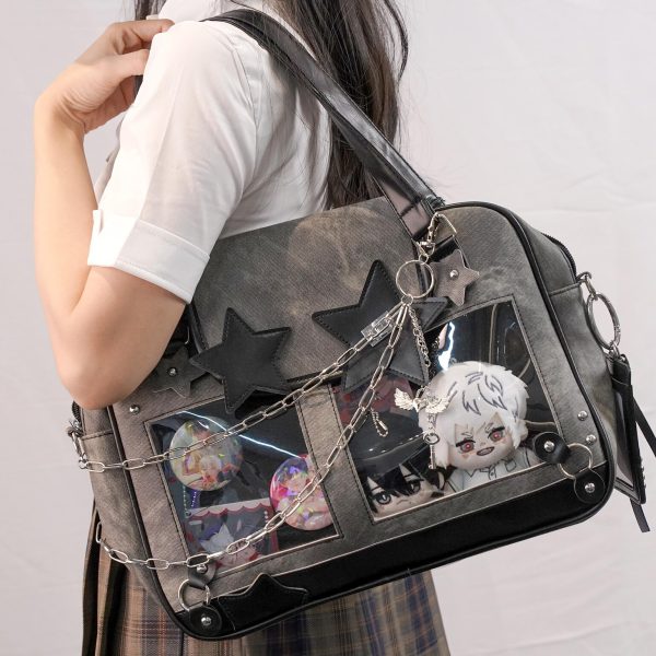 Kawaii Y2K Ita Messenger Bag with Clear Window for Plushies and Pins — ita bag with clear display window
