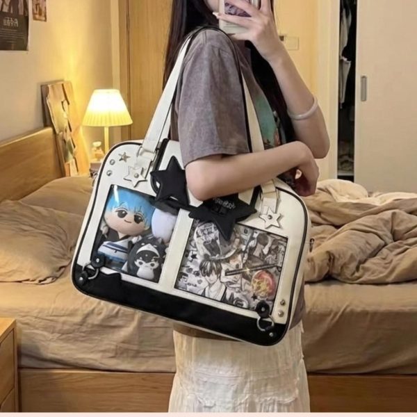 Kawaii Y2K Ita Shoulder Bag for Plushies and Pins — crossbody ita bag with clear display window