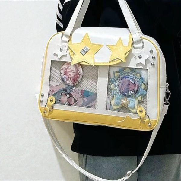 Kawaii Y2K Ita Shoulder Bag for Plushies and Pins — crossbody ita bag detail view