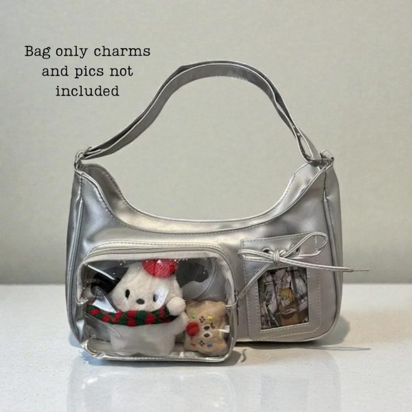 Kawaii Y2K Shoulder Bag for Plushies and Pins — crossbody ita bag detail view
