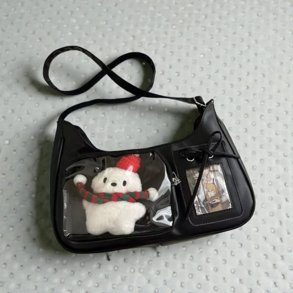 Kawaii Y2K Shoulder Bag for Plushies and Pins — crossbody ita bag detail view