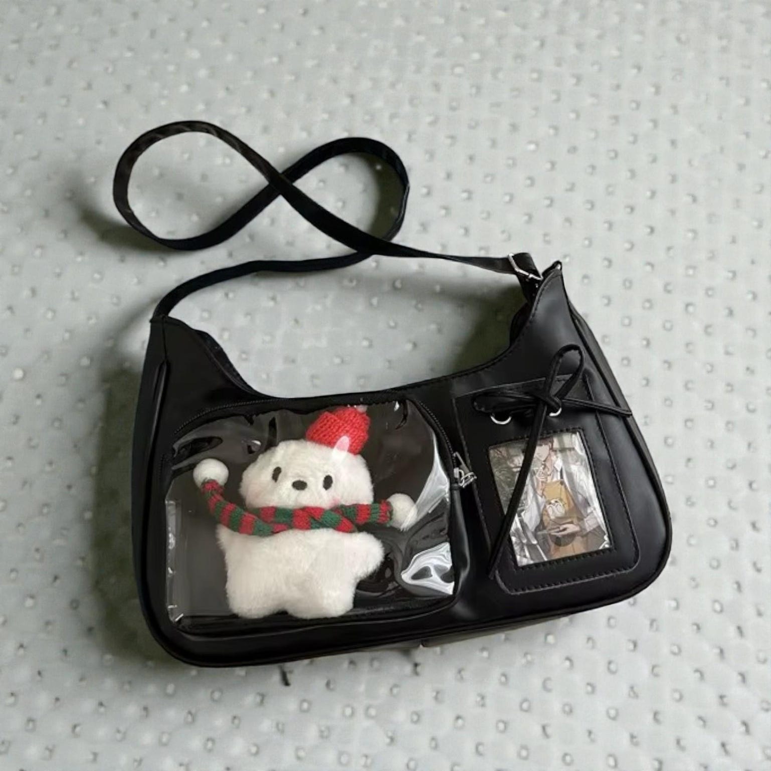 Kawaii Y2K Shoulder Bag for Plushies and Pins Kawaii Y2K Shoulder Bag for Plushies and Pins — crossbody ita bag detail view