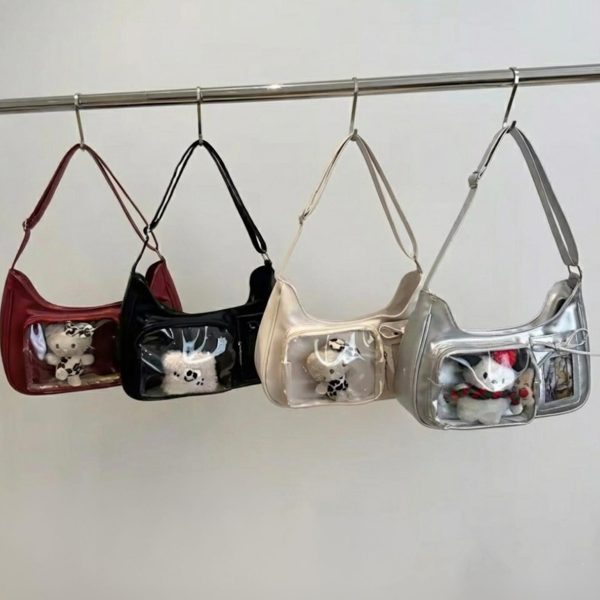 Kawaii Y2K Shoulder Bag for Plushies and Pins — crossbody ita bag detail view