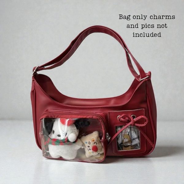 Kawaii Y2K Shoulder Bag for Plushies and Pins — crossbody ita bag detail view