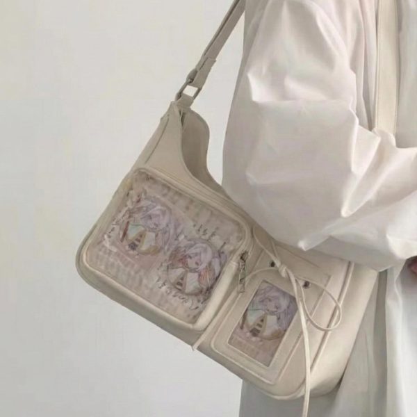 Kawaii Y2K Shoulder Bag for Plushies and Pins — crossbody ita bag detail view