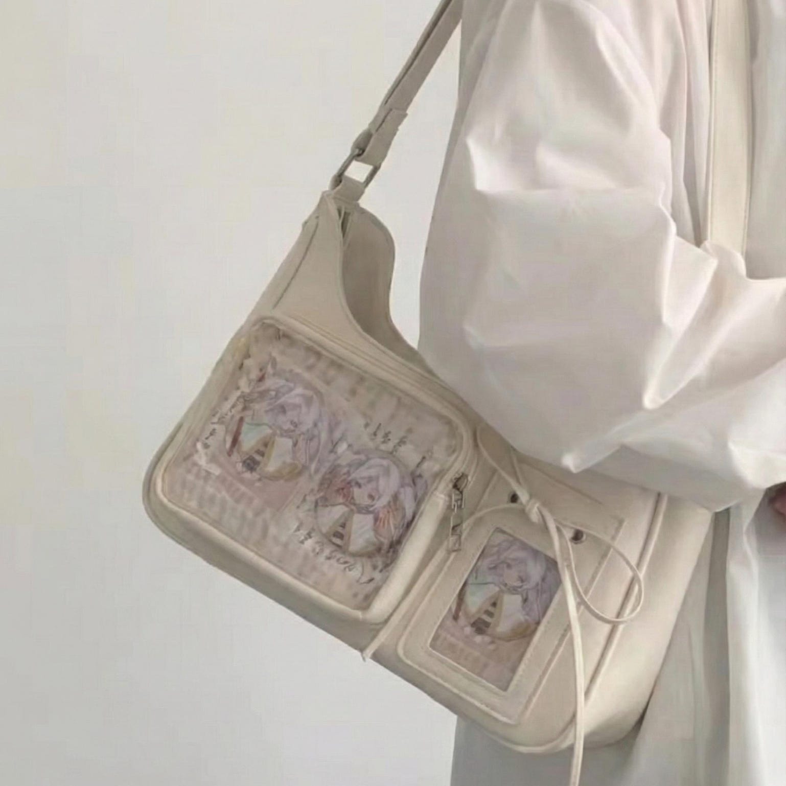 Kawaii Y2K Shoulder Bag for Plushies and Pins Kawaii Y2K Shoulder Bag for Plushies and Pins — crossbody ita bag detail view