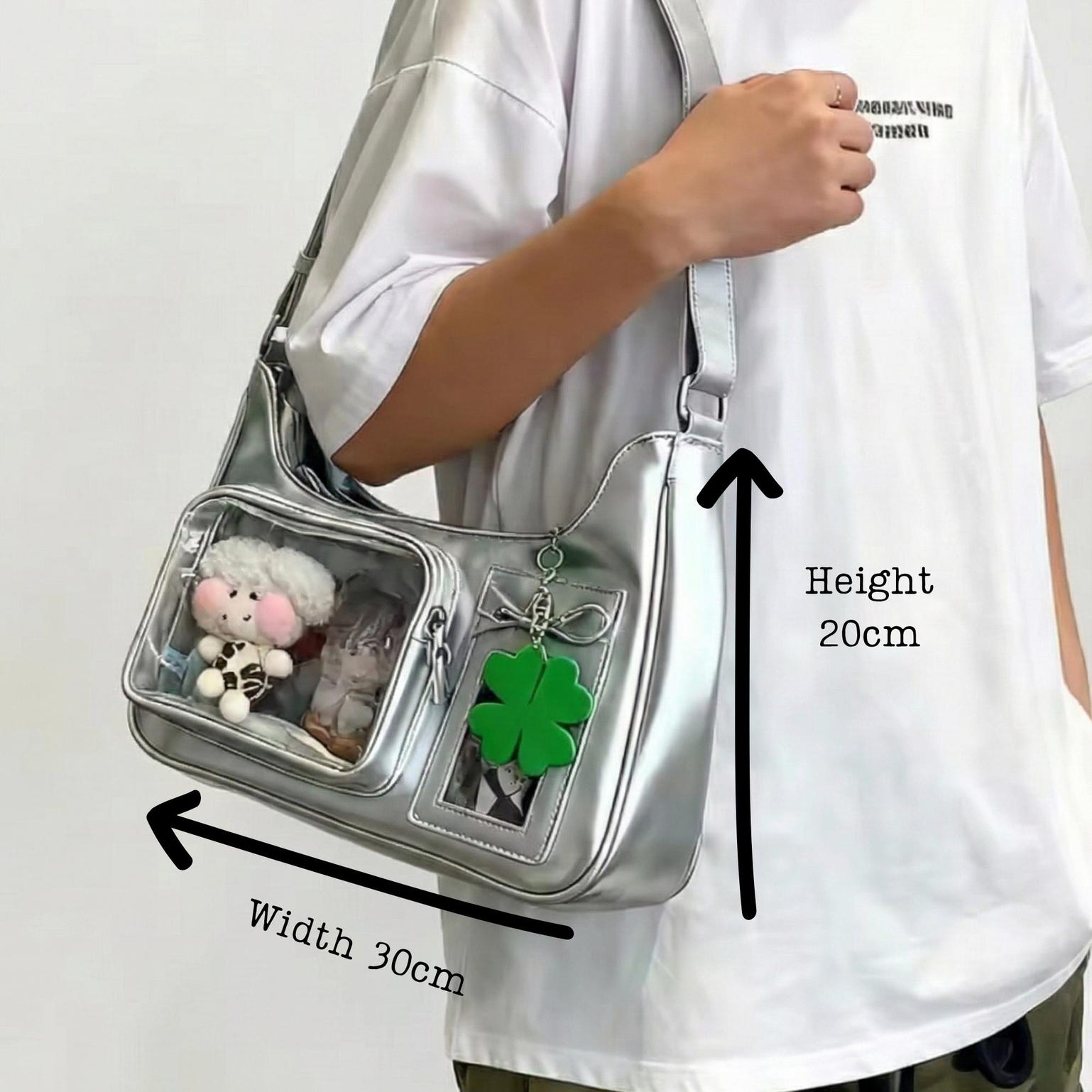 Kawaii Y2K Shoulder Bag for Plushies and Pins Kawaii Y2K Shoulder Bag for Plushies and Pins — crossbody ita bag with clear display window