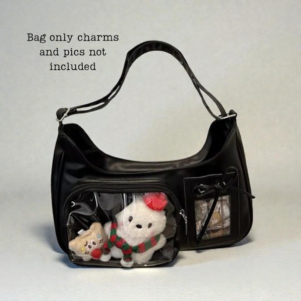 Kawaii Y2K Shoulder Bag for Plushies and Pins — crossbody ita bag detail view