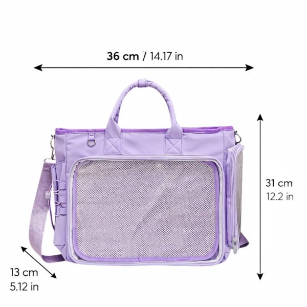 Large Black Ita Backpack with Clear Window for Photocards and Pins — ita backpack detail view