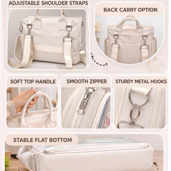 Large Black Ita Backpack with Clear Window for Photocards and Pins — ita backpack detail view