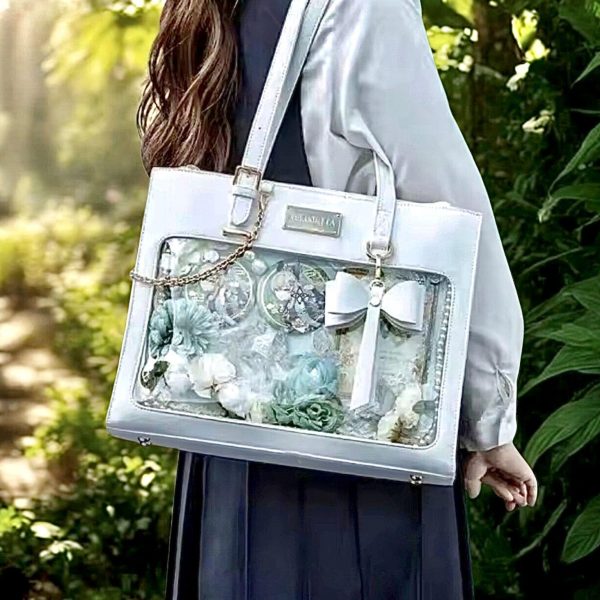 Large Black Ita Crossbody Bag with Clear Window — crossbody ita bag with clear display window