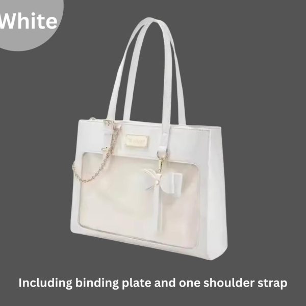 Large Black Ita Crossbody Bag with Clear Window — crossbody ita bag detail view