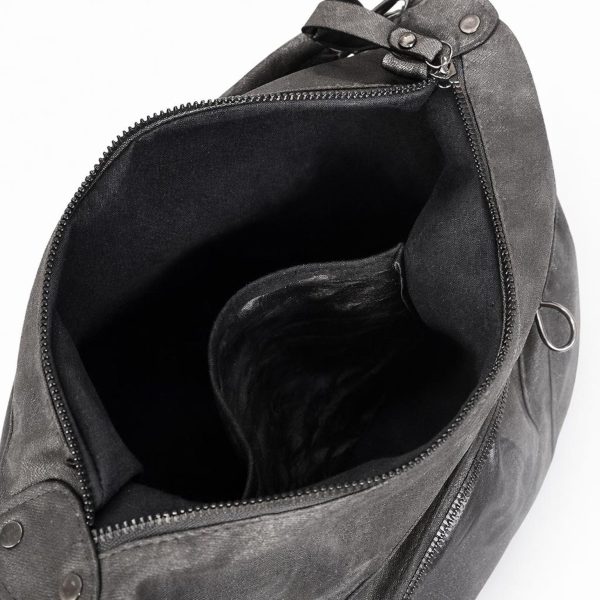 Large Black Ita Messenger Bag with Clear Window for Plushies and Pins — ita bag detail view