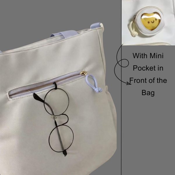 Large Black Ita Tote Bag with Clear Window for Pin Display — ita tote bag detail view