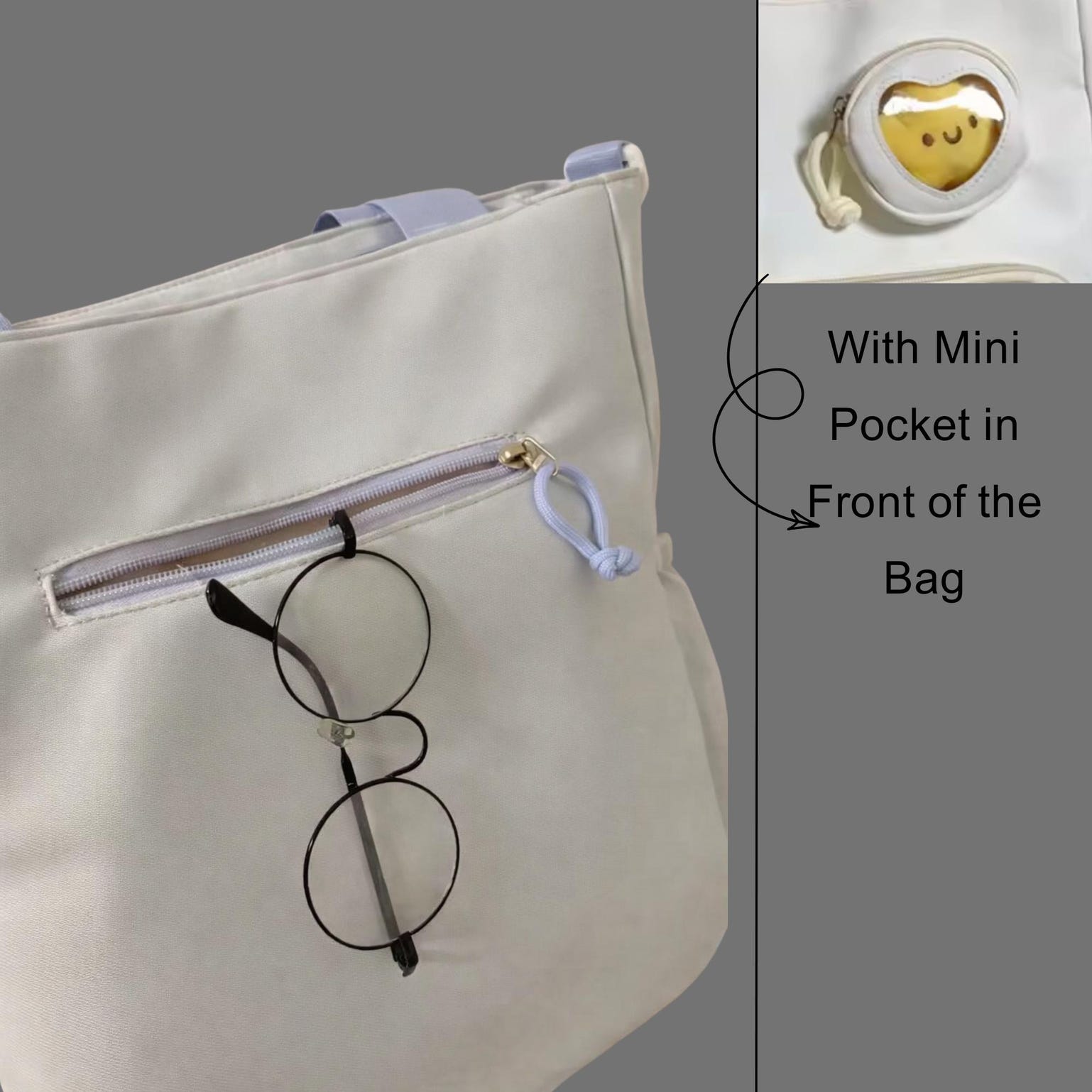 Large Black Ita Tote Bag with Clear Window for Pin Display Large Black Ita Tote Bag with Clear Window for Pin Display — ita tote bag detail view