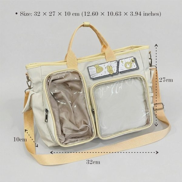 Large Black Kawaii Y2K Ita Backpack with Clear Window for Photocards and Pins — ita backpack detail view