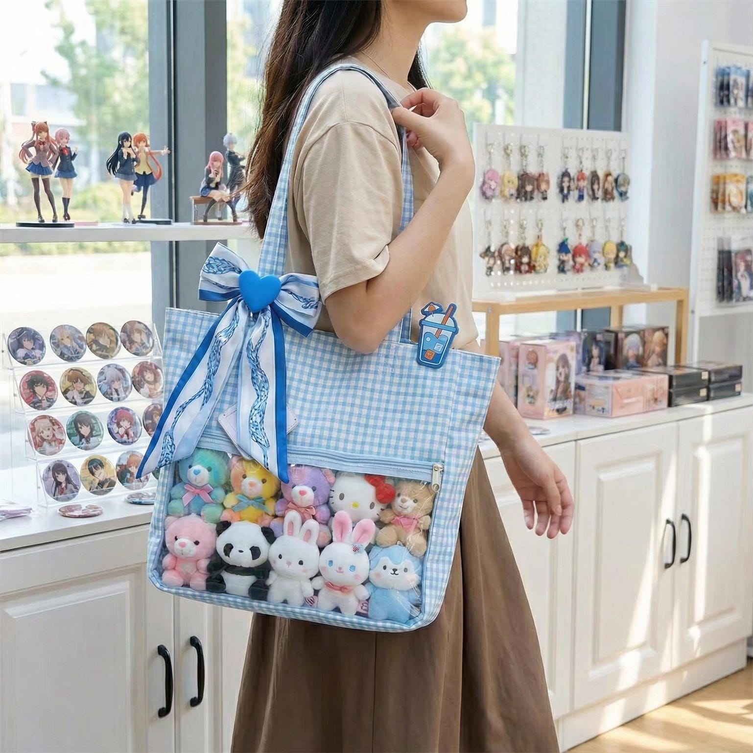 Large Blue Ita Messenger Bag with Clear Window for Pin Display Large Blue Ita Messenger Bag with Clear Window for Pin Display — ita bag with clear display window