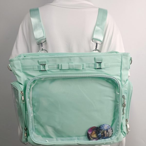 Large Convertible Ita Bag with Clear Window and Included Insert for Plushies and Pins — ita bag insert detail view