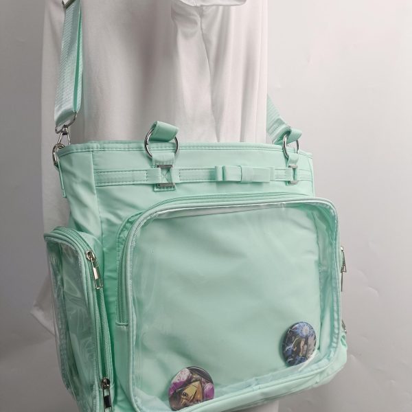 Large Convertible Ita Bag with Clear Window and Included Insert for Plushies and Pins — ita bag insert detail view