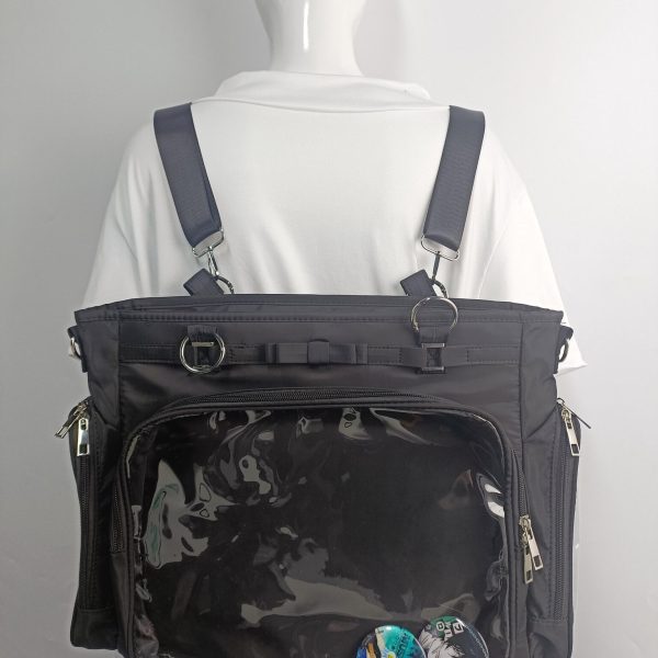 Large Convertible Ita Bag with Clear Window and Included Insert for Plushies and Pins — ita bag insert detail view