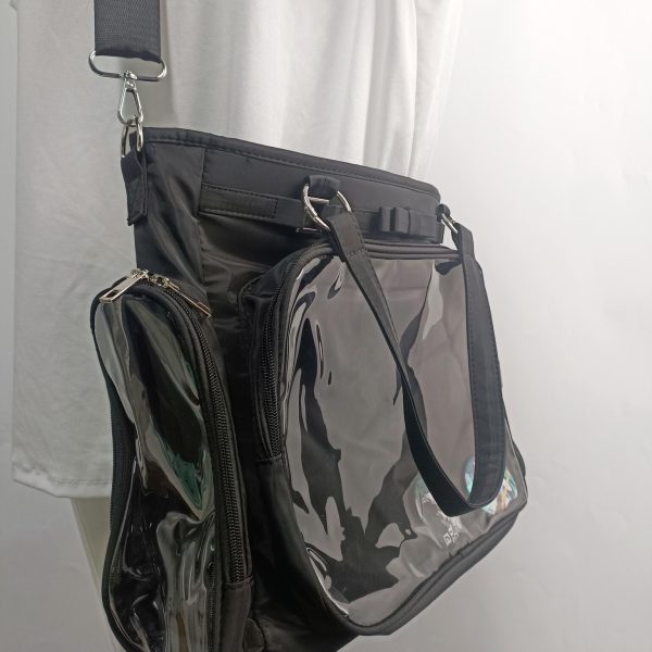 Large Convertible Ita Bag with Clear Window and Included Insert for Plushies and Pins — ita bag insert detail view