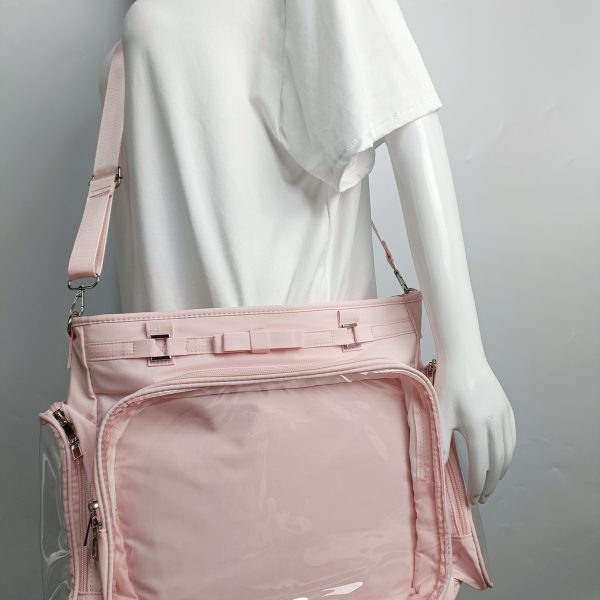 Large Convertible Ita Bag with Clear Window and Included Insert for Plushies and Pins — ita bag insert detail view