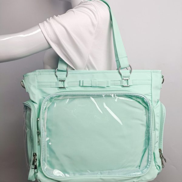 Large Convertible Ita Bag with Clear Window and Included Insert for Plushies and Pins — ita bag insert detail view