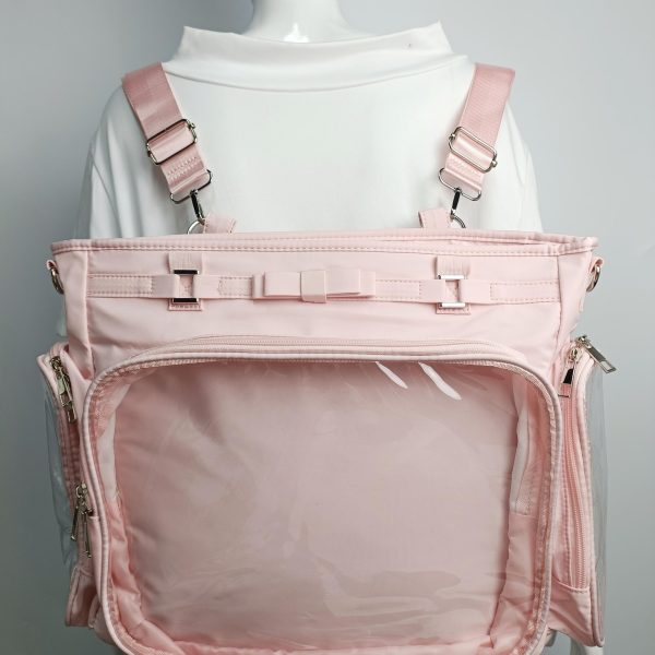 Large Convertible Ita Bag with Clear Window and Included Insert for Plushies and Pins — ita bag insert detail view